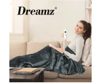 DreamZ Electric Throw Blanket Heated Timer Bedding Washable Warm Winter Snuggle - Blue / Dark Grey