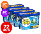 4 x 18pk Cold Power Triple Front & Top Loader Laundry Detergent Capsules