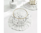 Nordic Style Hand Knitting Cup Coaster With Tassel Heat Insulated Pad Placemat Kitchen UtensilWhite