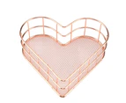 Multifunctional Anti Rust Iron Heart Shape Storage Basket Household Office(Rose Golden)