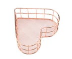 Multifunctional Anti Rust Iron Heart Shape Storage Basket Household Office(Rose Golden)