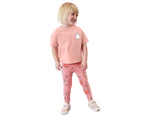 Girls Cotton Set 2 Piece Short Sleeve and Pants Sets Girls Cartoon Tee Tops Sets-Pink