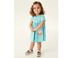 Girls Short Sleeve Cotton Dress Lovely Sequin Dress Cute Mesh Shirt Dress for Girls-Blue