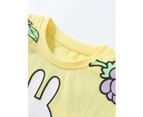 Girls Short Sleeve Cotton 2 Piece Sets Short Sleeve and Shorts Sets for Kids-Yellow