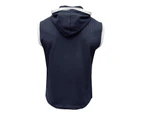 Mens Hoodie Sleeveless Vest Casual Waffle Tee Tops Regular Fitted Sporty V-neck Tank Tops for Men-Navy
