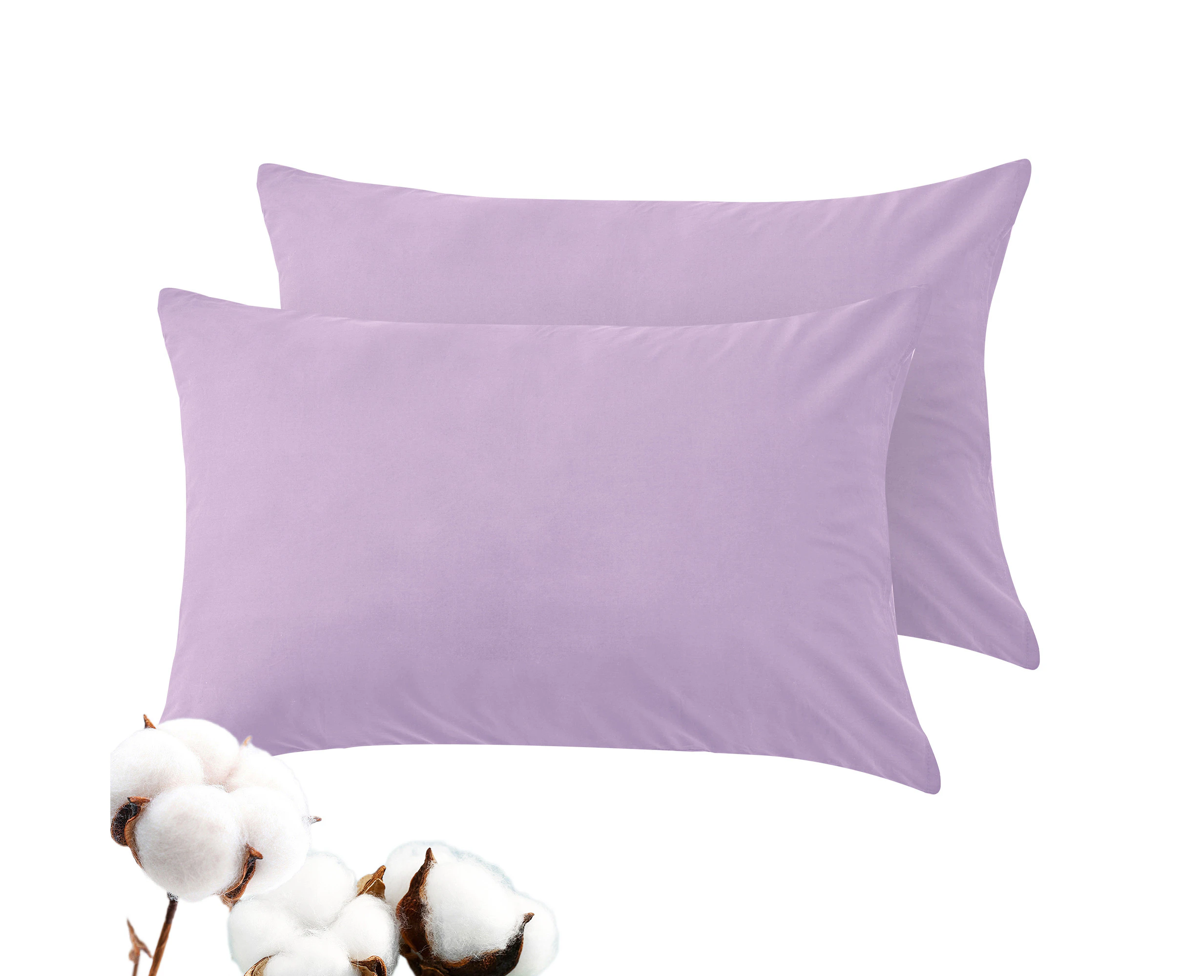 Linenova 100% Natural Cotton Pillowcase 2 Pack - Lavender