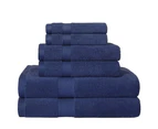 LINENOVA 650GSM Luxury Comfort Cotton Bath Towels Hand Towels Set 6Pcs-Navy