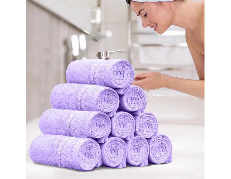 Linenova 450GSM Cotton Face Washers Set 10-Pack Lavender