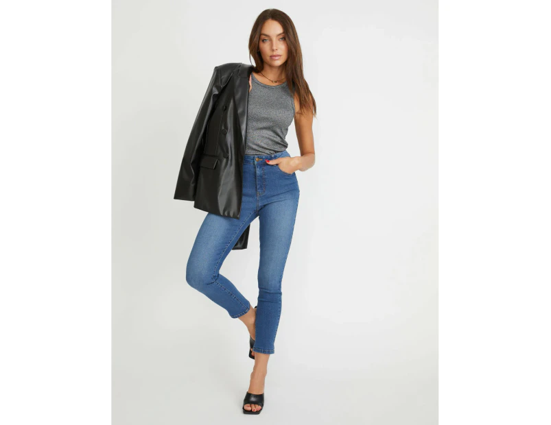 ROCKMANS -  Relaxed Girlfriend Jean - Mid Wash