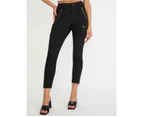 ROCKMANS - Womens Jeans -  Slim 7/8 Zip Detail Jean - Black