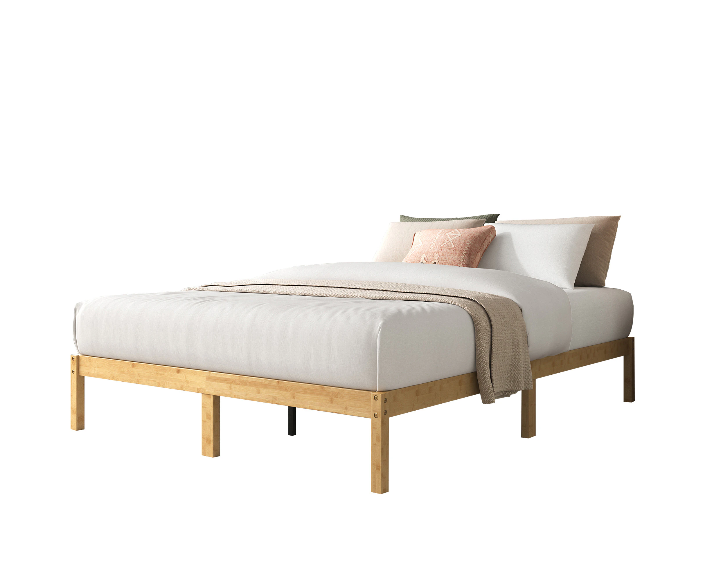 Zinus Bamboo Wood Bed Frame Wooden Bed Base - Single KS Double Queen King Size