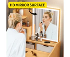 70x40x130cm Dressing Table Vanity Makeup Mirror Bedroom Dresser with LED Bulb - Beige,White