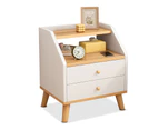 Bedside Tables 2 Drawer Side Table Nightstand Bedroom Storage Cabinet White 53cm - White