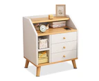 Modern Bedside Table White Nightstand Storage Bedroom 3 Drawer Open Storage Cell - White