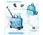 Costway 2PC Kids Ride-on Luggage Set 18" +12" Backpack Travel Trolley Suitcase Set Carry On Bag  Blue