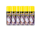 Party Central 6PCE Hair Spray Paint Fluro Yellow Long Lasting Non Sticky 125ml - Fluro Yellow