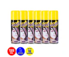 Party Central 6PCE Hair Spray Paint Fluro Yellow Long Lasting Non Sticky 125ml - Fluro Yellow
