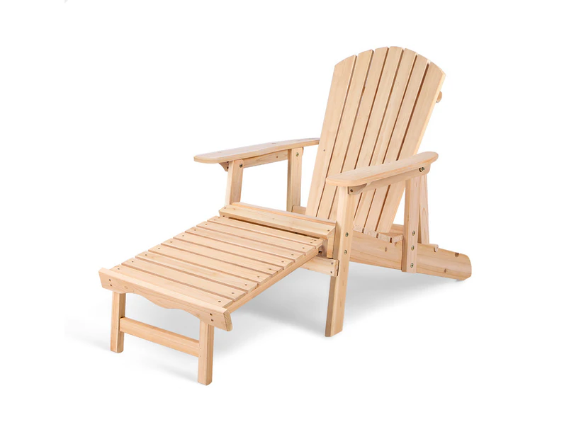 ALFORDSON Adirondack Chair w/ Ottoman Outdoor Patio Garden Natural