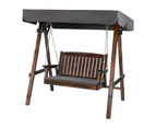 ALFORDSON Canopy Swing Chair 2 Seater Garden Wooden Charcoal