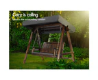 ALFORDSON Canopy Swing Chair 2 Seater Garden Wooden Charcoal