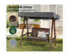 ALFORDSON Canopy Swing Chair 2 Seater Garden Wooden Charcoal