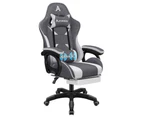 ALFORDSON Gaming Chair Office 2-Point Massage Lumbar Pillow Fabric Grey