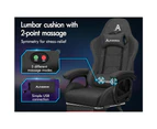 ALFORDSON Gaming Chair Office with 2-Point Massage Lumbar Pillow Fabric Grey