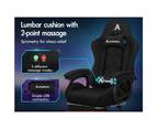ALFORDSON Gaming Chair Office with 2-Point Massage Lumbar Pillow Fabric Black