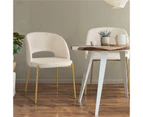 Oikiture 2PC Armchair Dining Chair Accent Chairs Tub Armchairs Sherpa White&Gold