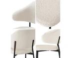 Oikiture 2PC Armchair Dining Chair Accent Chairs Tub Armchairs Sherpa White&Black