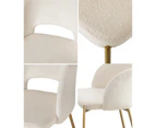 Oikiture 2PC Armchair Dining Chair Accent Chairs Tub Armchairs Sherpa White&Gold