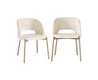 Oikiture 2PC Armchair Dining Chair Accent Chairs Tub Armchairs Sherpa White&Gold