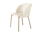 Oikiture 2PC Armchair Dining Chair Accent Chairs Tub Armchairs Sherpa White&Gold