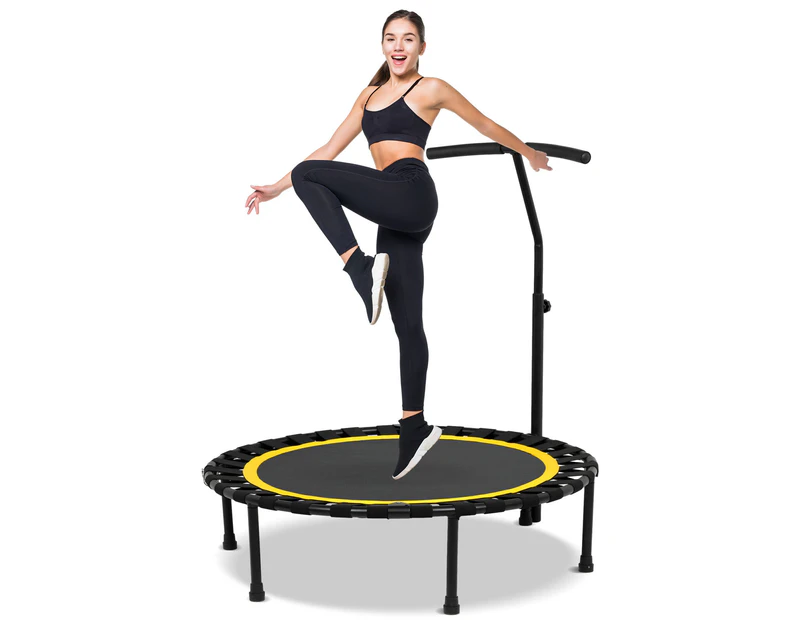 Yopower 50" Foldable Rebounder Mini Trampoline with Adjustable Height, Ideal for Rebounding Exercise and Cardio, Yellow