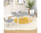 Giantex 3PCS Kids Activity Table and Chairs Wooden Toy Play Desk Children Furniture Grey