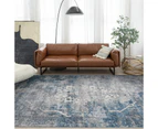 Extra Large Rug 240x340cm Vintage Black Blue Distressed Shaggy Carpet