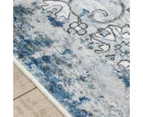 Extra Large Rug 240x340cm Vintage Black Blue Distressed Shaggy Carpet