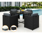 ALFORDSON Outdoor Dining Set 5 PCS Table Chairs Patio Lounge Wicker Furniture