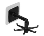 No-Punch Unique Shape Hook Rotatable Storage Holder Wall Hanger For Home Bathroomblack