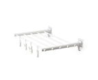 Wall Mounted Clothes Drying Rack Folding Telescopic Punch Free Plastic Laundry Rack For Indoor Balcony 530Mm 4 Clips