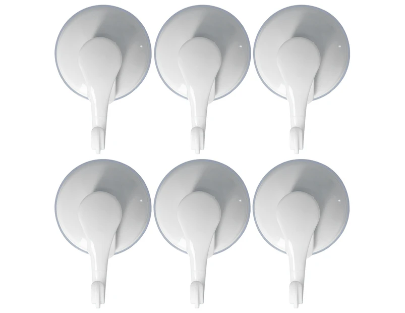 6Pcs Strong Vacuum Wall Hook Towel Hook Plastic Self Adhesive Suction Cup For Kitchen Bathroom White