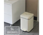 Retro Trash Bin Light Luxury Thickening Square Step On Trash Can With Lid For Home Kitchen Bathroom 5L Beige 18X18X31Cm / 7.1X7.1X12.2In