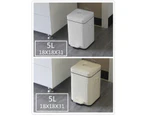 Retro Trash Bin Light Luxury Thickening Square Step On Trash Can With Lid For Home Kitchen Bathroom 5L Beige 18X18X31Cm / 7.1X7.1X12.2In