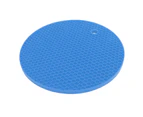 5Pcs Silicone Trivet Mat Square Round Honeycomb Hot Pad Non Slip Heat Resistant For Hot Plate Pans Kitchen Pots Blue
