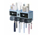 Toothbrush Shelf Punch Free Wall Mounted Mouthwash Cup Holder Toilet Storage Rack Blue 4 Cups