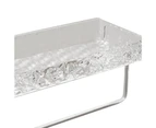 Acrylic Bathroom Shelves Light Luxury Modern Clear Stone Pattern Punch Free Wall Mounted Shower Shelves For Bathroom White, With Rod