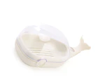 Soap Box Double Layer Cute Cartoon Whale Shape Waterproof Drainage Soap Container With Flip Lid For Bathroom White