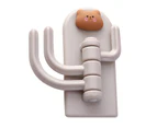 Self Adhesive Hanger Punch Free Rotating 3 Hooks Cute Animal Wall Door Holder For Keys Bear