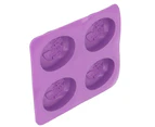 4Grids Oval Silicone Handmade Soap Candle Mold Diy Cake Chocolate Baking Mould Tray Purple