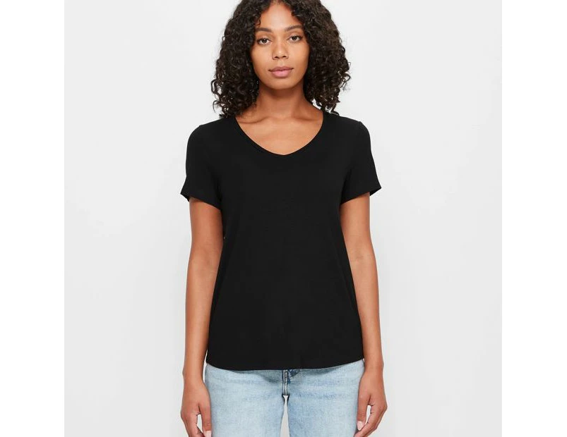 Target Viscose/Elastane V-Neck T-Shirt - Black